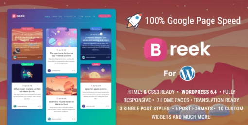 Breek - Minimal Lightweight Masonry AMP Theme for WordPress